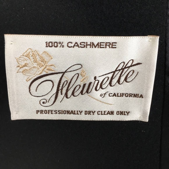 Vintage Fleurette of California 100% Cashmere Long Coat Neiman Marcus Black - Picture 7 of 14